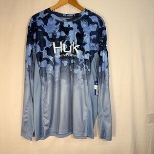 Huk Long Sleeve Performance Shirt in Blue Camo